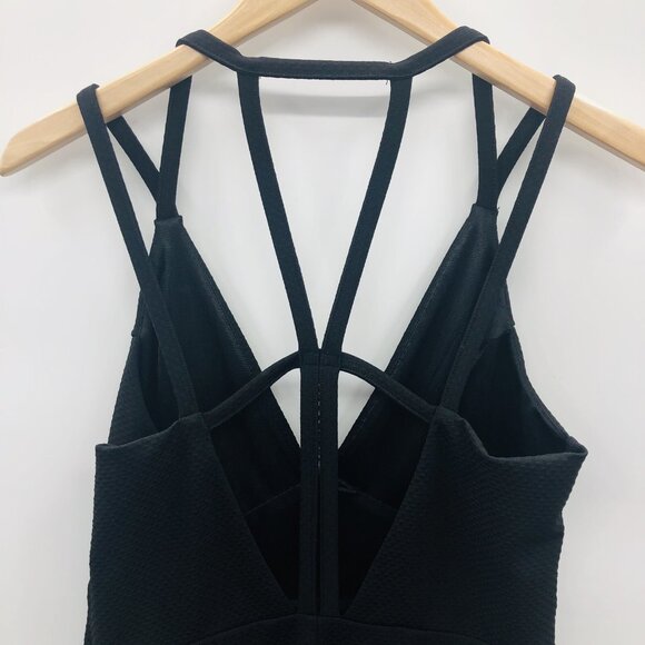 Astr the Label Womens Large Textured Cage Back Sheath Dress Black Sleeveless - Picture 4 of 8